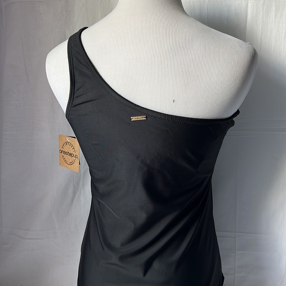 Nine West Women Swimsuit Black One Piece One Shoulder New Large - Picture 3 of 14